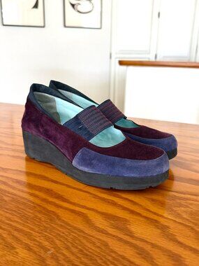 Thierry Rabotin Soft Suede Wedge Light Weight Blue & Purple Italy